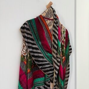 *Stunning* vintage 1920s - 1930s Art Deco jewel tone silk velvet piano shawl